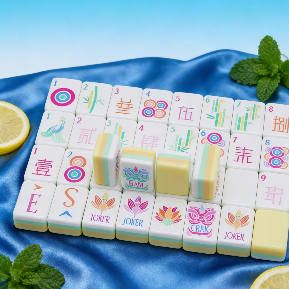 Us Stock Free Shipping Modern Light Yellow Custom Portable Travel Mahjong Set 160 Engraved Luxury Tiles Acrylic Tiles