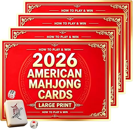 4 Pcs 2026 Mah-Jong Cards Rules Large Size Revised Version