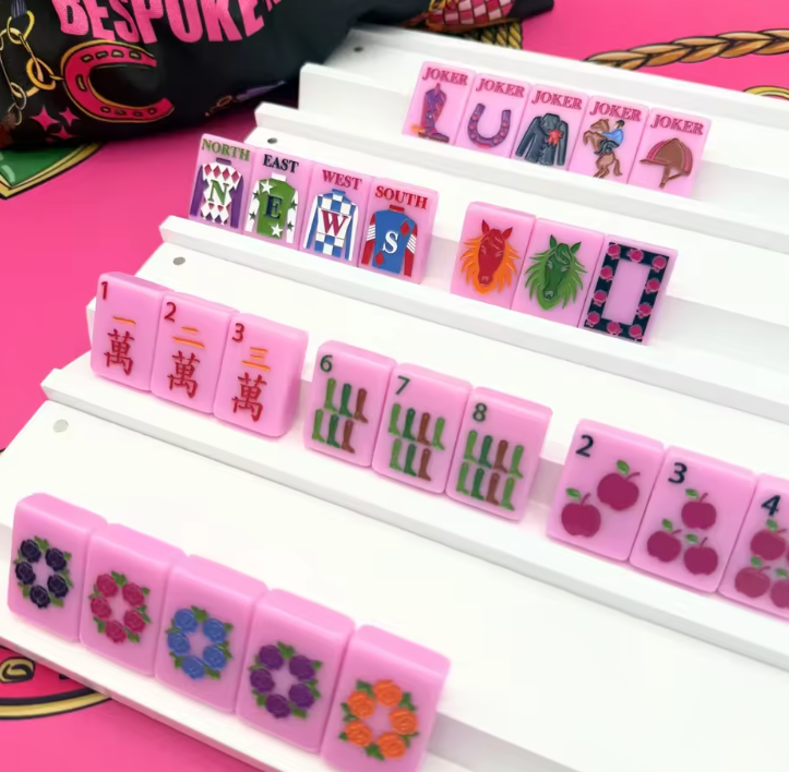 160 American Mahjong Tiles Pink Apple Luxury Engraved Mahjong Tiles