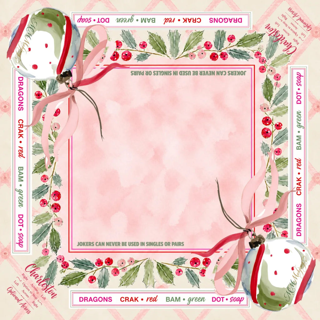 160 Pieces Pink Christmas Nutcracker American Mahjong Set Acrylic Printed Tiles Holiday Gift Game Set