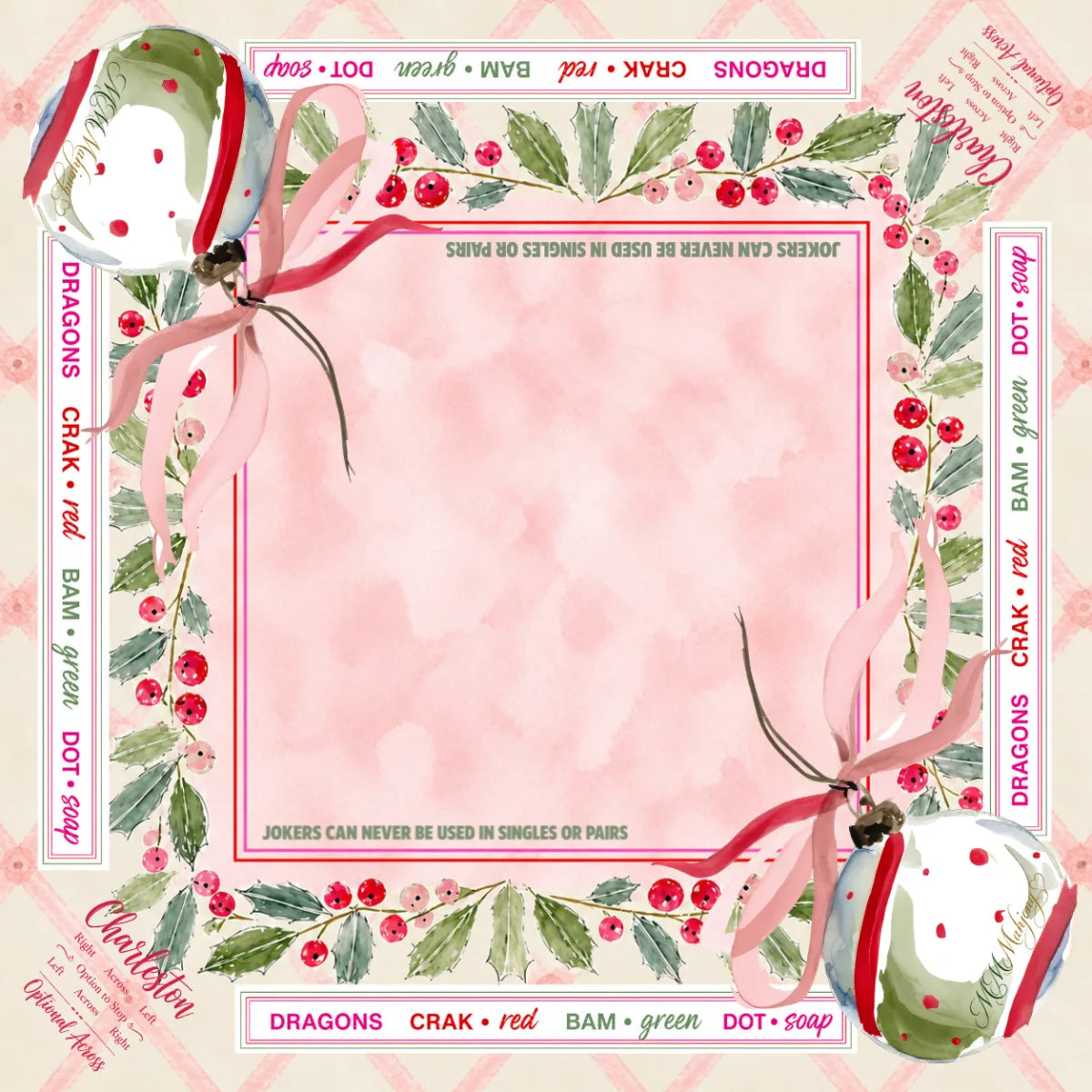160 Pieces Pink Christmas Nutcracker American Mahjong Set Acrylic Printed Tiles Holiday Gift Game Set
