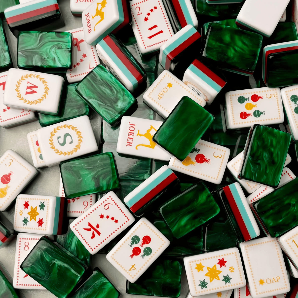 New Product Customization Acrylic Green Glitterville Mahjong Tiles Durable Mini Mahjong Set For Mahjong Game Beginners