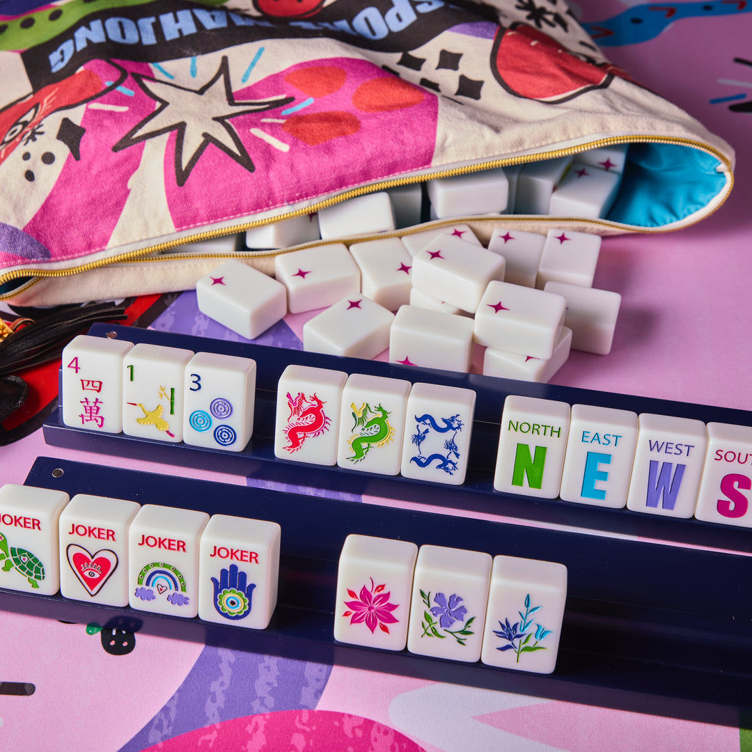 Custom Xl 40mm Luxury American Mahjong Tiles 160 Pieces Acrylic Carved Bespoke For 4 Players Automatic Mahjong Machine