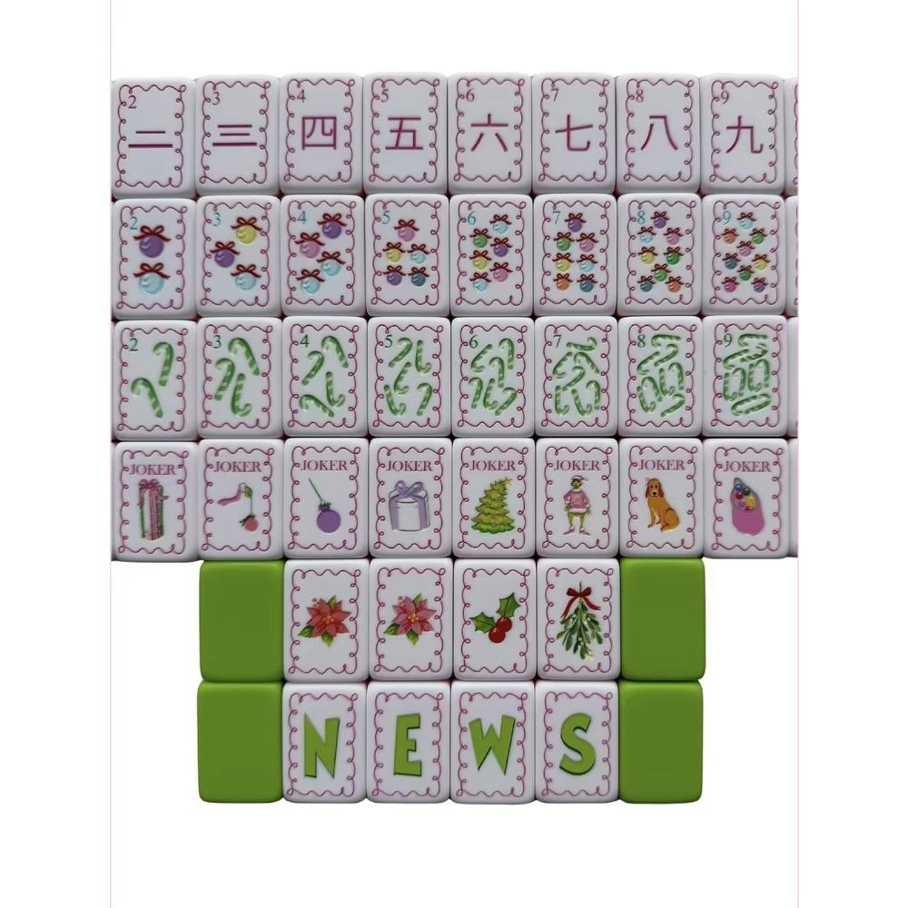 New Custom The Merry-ish Modern Luxury Foldable 4-layer Christmas American Acrylic Eco-friendly Portable Mahjong Tiles Set