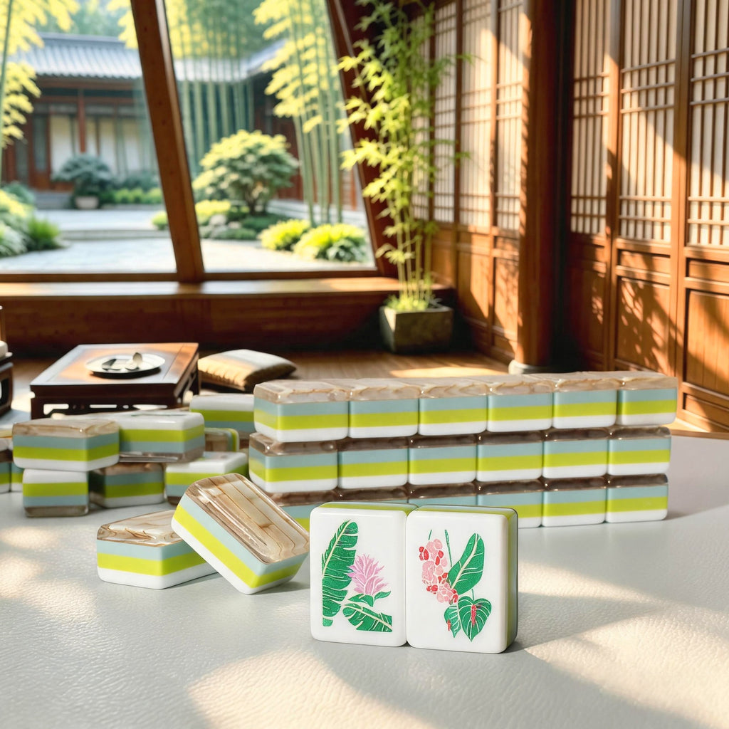 Us Stock Free Shipping Bamboo Luxury Water Pearl Acrylic American Mahjong Set 4layers Modern Design Art Portable Entertainment