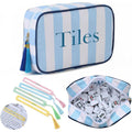 Cross-border New Striped Oxford Rectangle Portable Clutch Handbag Large-capacity Nordic Style Cosmetic Bag Mahjong Storage Pouch