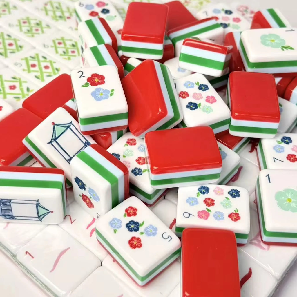 Us Stock Free Shipping Acrylic High-quality Luxury American Mahjong Set For 4 Players Bold Red Style Entertainment In Stock