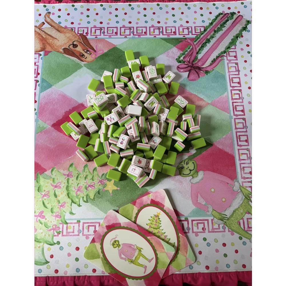 New Custom The Merry-ish Modern Luxury Foldable 4-layer Christmas American Acrylic Eco-friendly Portable Mahjong Tiles Set