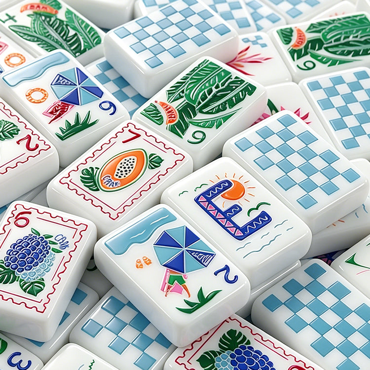 Wholesale In Us Stock Acrylic Engraved 4 Layer 160 Custom Luxury Travel Set America Mahjong Tiles White Beach Style