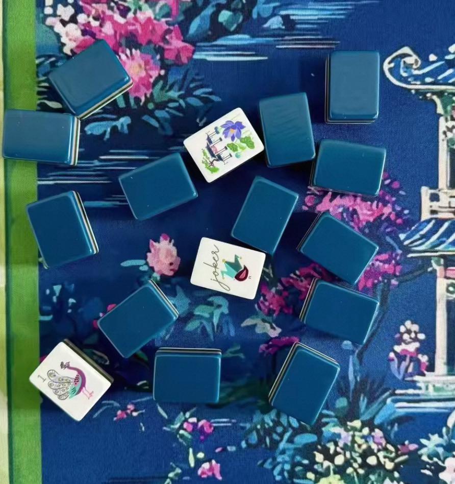 Us Stock Free Shipping Luxury Navy Blue American Mahjongg Modern Style Acrylic Tiles Durable Water-resistant Entertainment Tiles