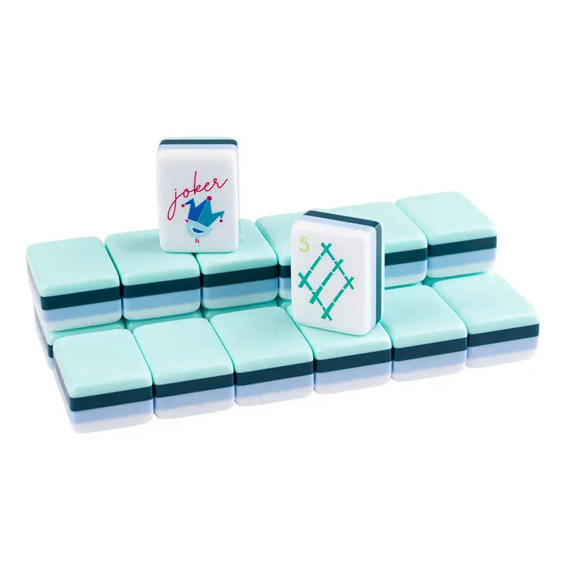 US Stock Free Shipping Acrylic Mahjong Tiles with Dragon Design Portable Foldable Party Supplies Cyan Entertainment Novelty