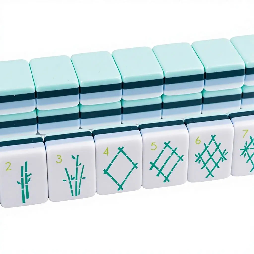 US Stock Free Shipping Acrylic Mahjong Tiles with Dragon Design Portable Foldable Party Supplies Cyan Entertainment Novelty