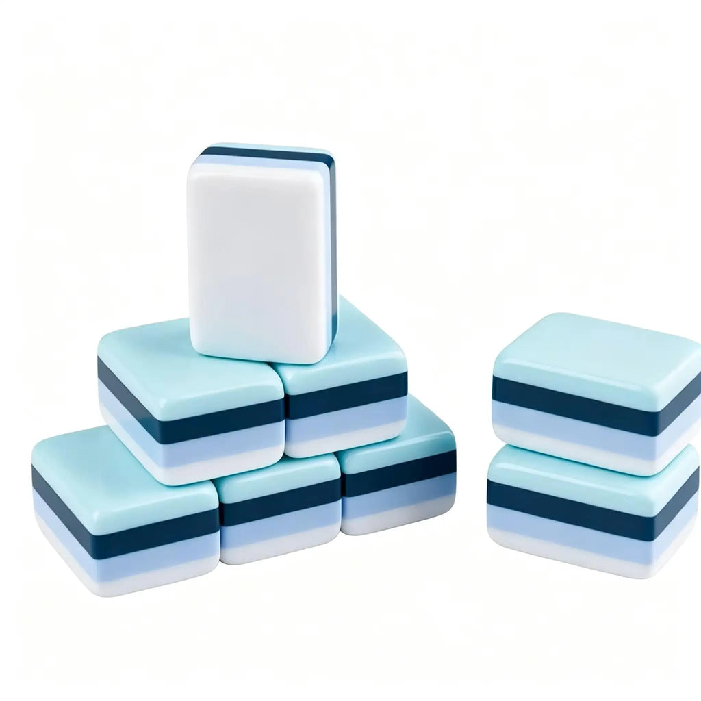 US Stock Free Shipping Acrylic Mahjong Tiles with Dragon Design Portable Foldable Party Supplies Cyan Entertainment Novelty