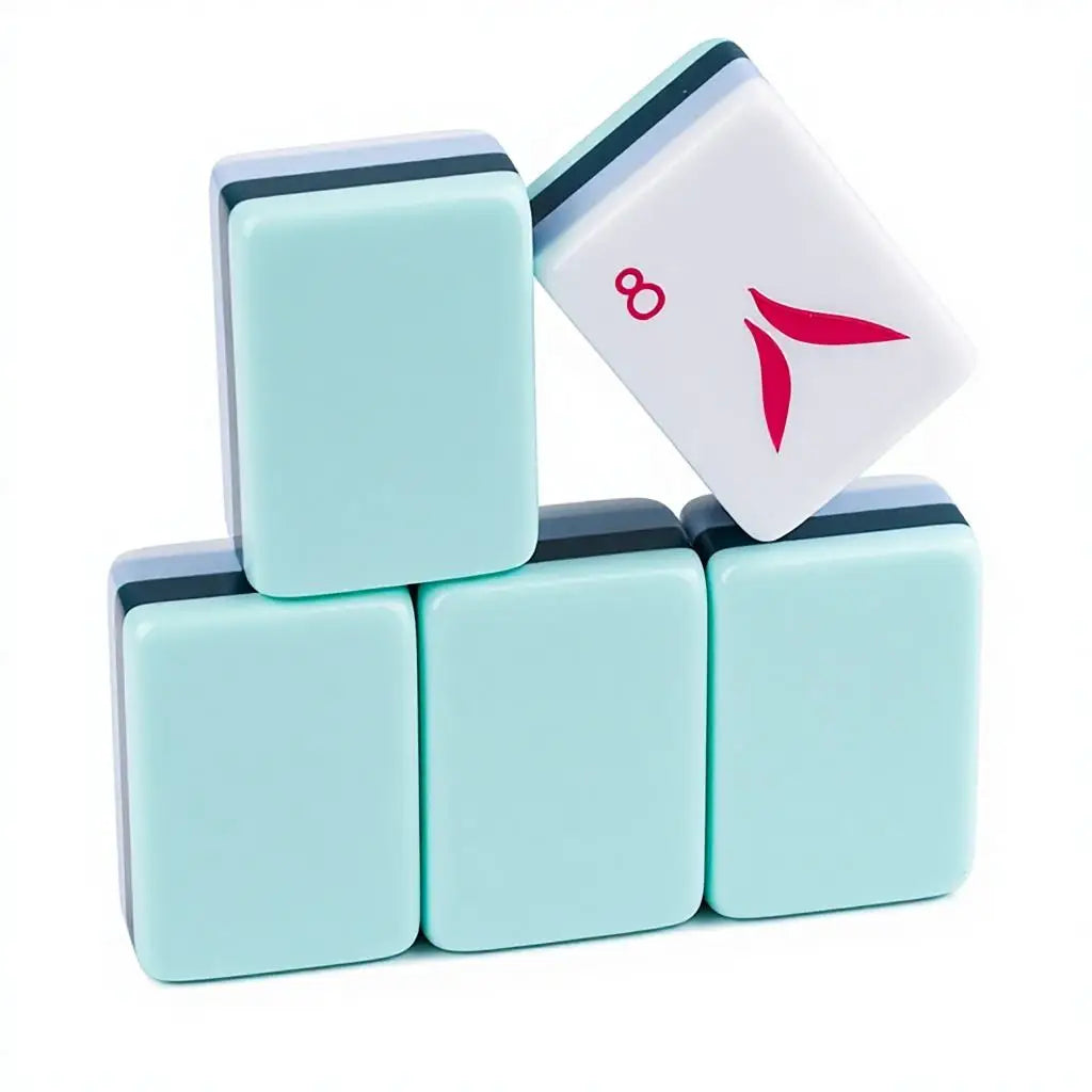 US Stock Free Shipping Acrylic Mahjong Tiles with Dragon Design Portable Foldable Party Supplies Cyan Entertainment Novelty