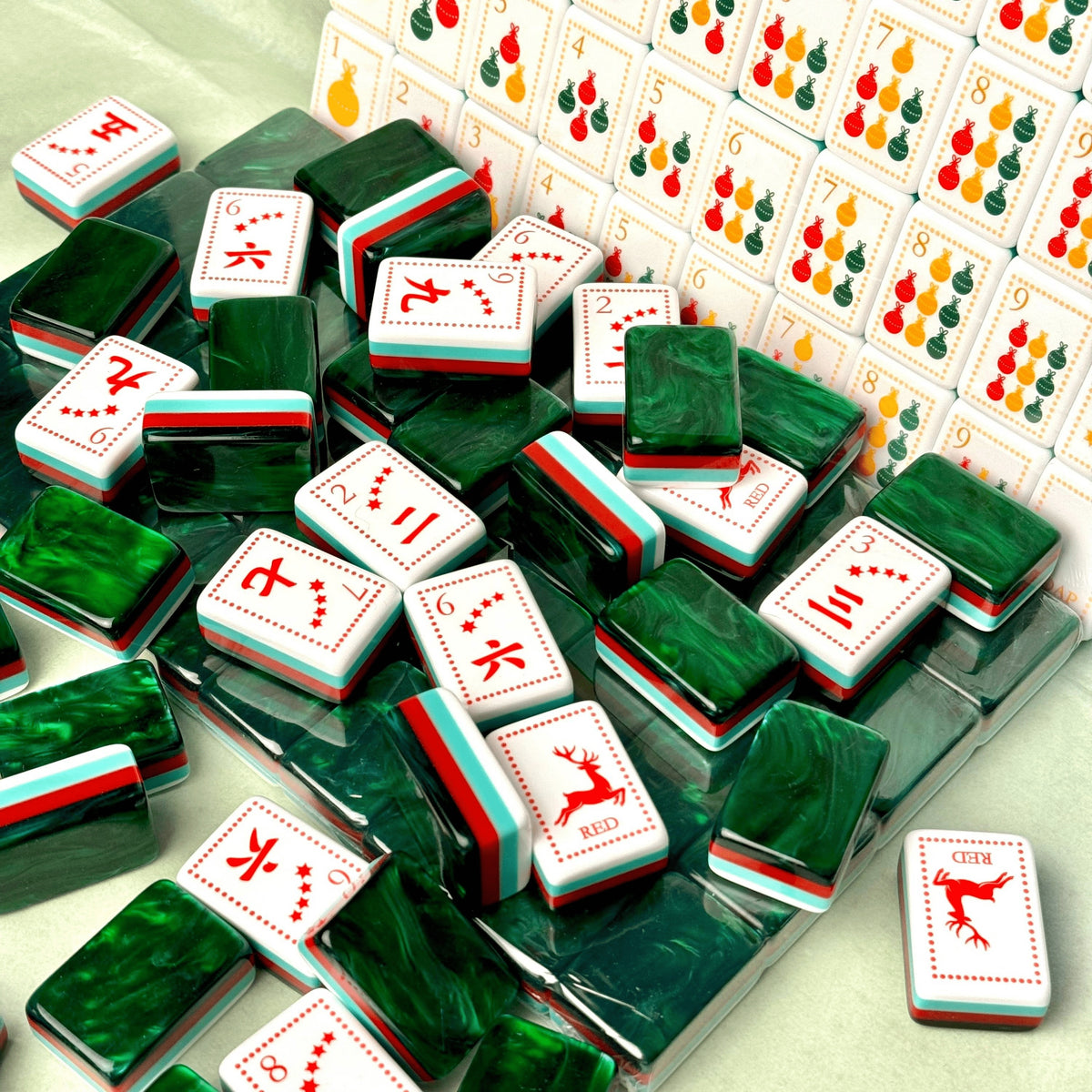 New Product Customization Acrylic Green Glitterville Mahjong Tiles Durable Mini Mahjong Set For Mahjong Game Beginners