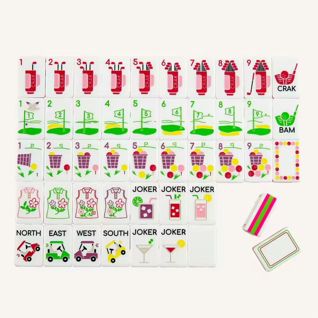 5-layer Golf Course Pattern Acrylic American Mahjong Tiles Golf Cart Golf Flag Sports Style American Mahjong Tabletop Game