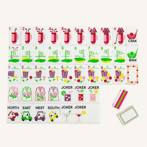 5-layer Golf Course Pattern Acrylic American Mahjong Tiles Golf Cart Golf Flag Sports Style American Mahjong Tabletop Game