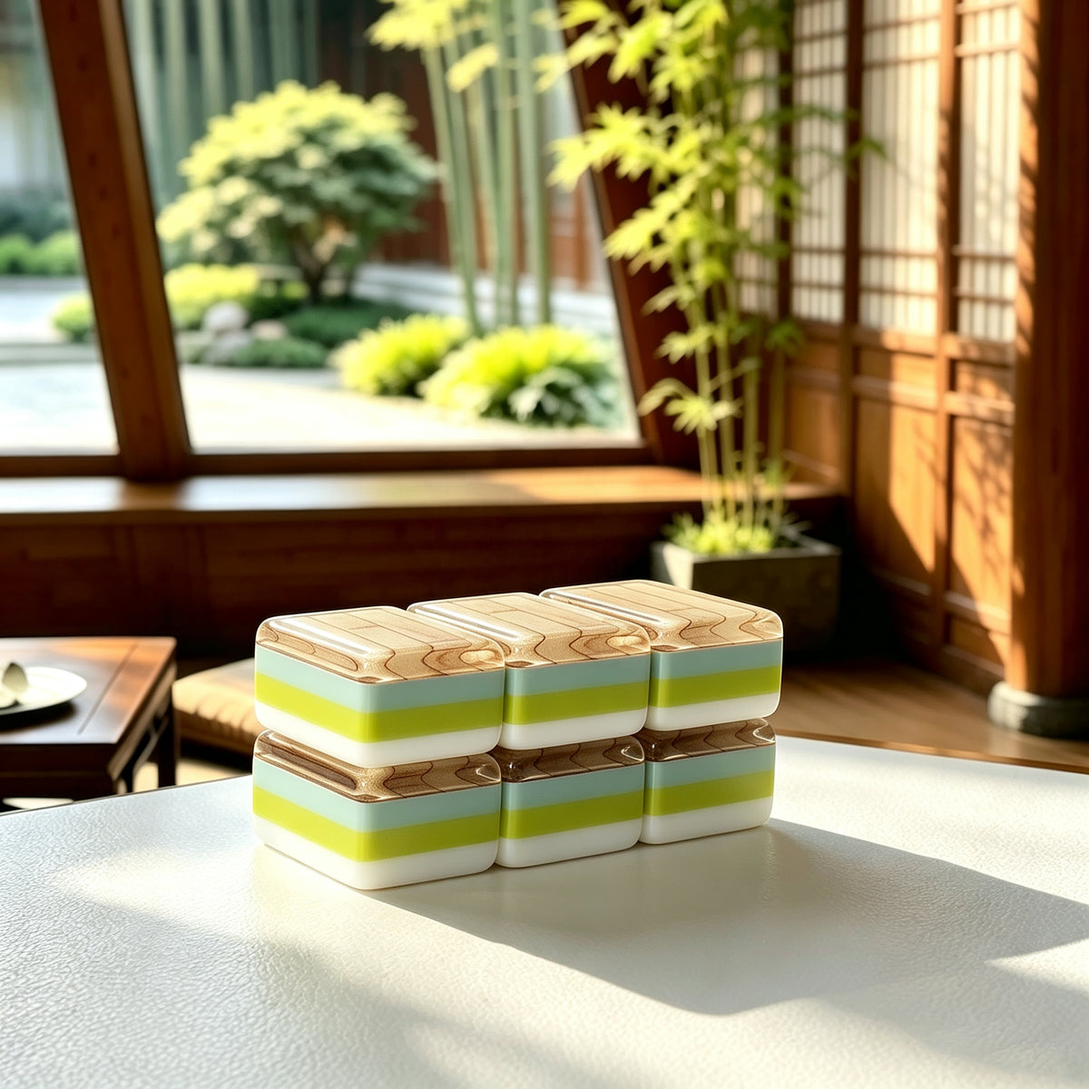 Us Stock Free Shipping Bamboo Luxury Water Pearl Acrylic American Mahjong Set 4layers Modern Design Art Portable Entertainment