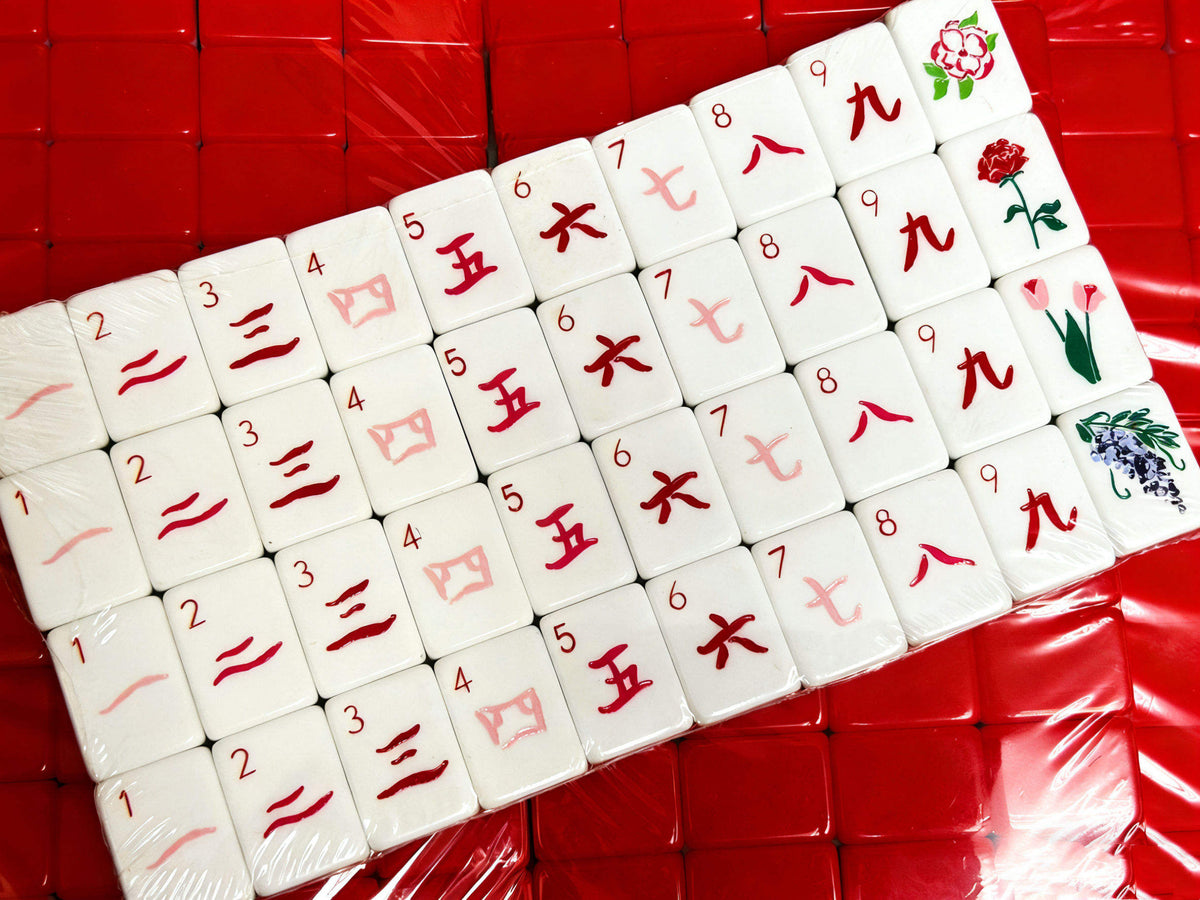 Us Stock Free Shipping Acrylic High-quality Luxury American Mahjong Set For 4 Players Bold Red Style Entertainment In Stock