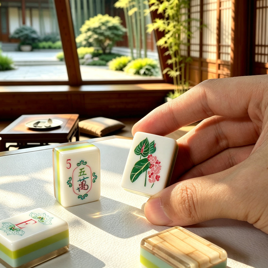Us Stock Free Shipping Bamboo Luxury Water Pearl Acrylic American Mahjong Set 4layers Modern Design Art Portable Entertainment