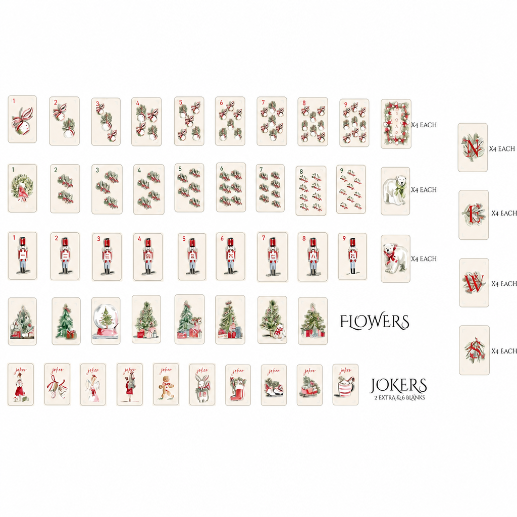 160 Pieces Pink Christmas Nutcracker American Mahjong Set Acrylic Printed Tiles Holiday Gift Game Set