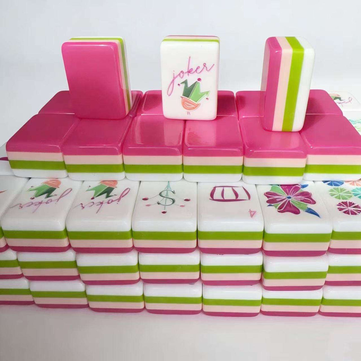 Us Stock Free Shipping Custom Modern American Mah Jongg Set 160 Tiles 4-layer Red Acrylic Eco-friendly Luxury Mahjong