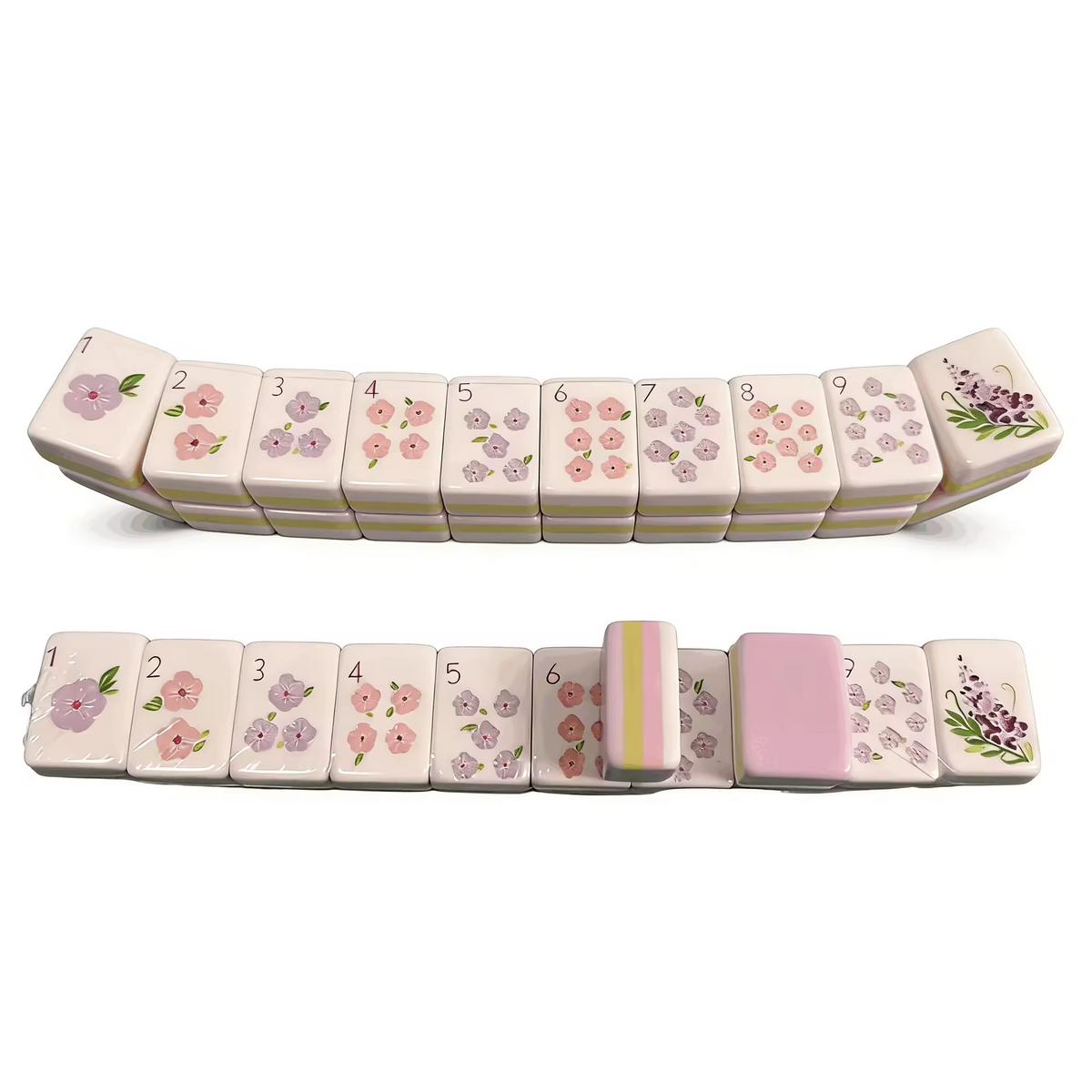 Us Stock Free Shipping Luxury Durable Portable Eco-friendly American Custom 4-player 4-layer Lavender Acrylic Tiles Mahjong Set