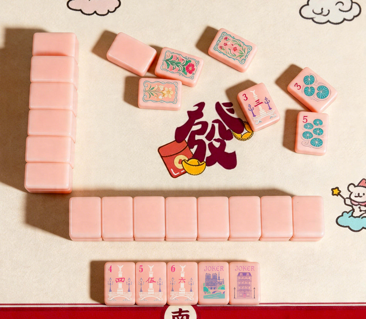 Us Stock Free Shipping Customizable 160-pc Pink Acrylic American Mahjong Tiles Bulk Luxury Set Single Layer Carving