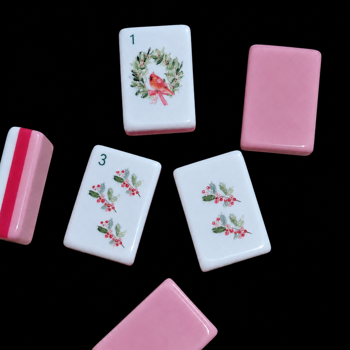 160 Pieces Pink Christmas Nutcracker American Mahjong Set Acrylic Printed Tiles Holiday Gift Game Set