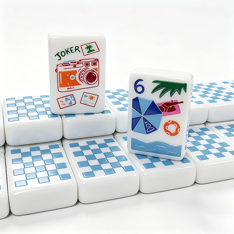 Wholesale In Us Stock Acrylic Engraved 4 Layer 160 Custom Luxury Travel Set America Mahjong Tiles White Beach Style