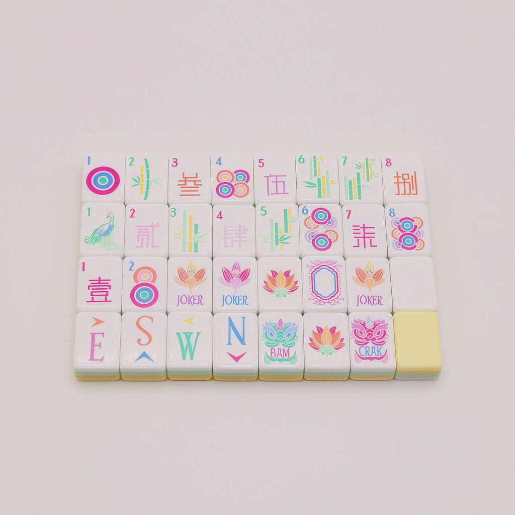 Us Stock Free Shipping Modern Light Yellow Custom Portable Travel Mahjong Set 160 Engraved Luxury Tiles Acrylic Tiles