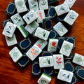Christmas-themed American-style Mahjong Set 166 Tiles Four-layer Acrylic Carved Floral Patterns Eco-friendly Portable Versatile