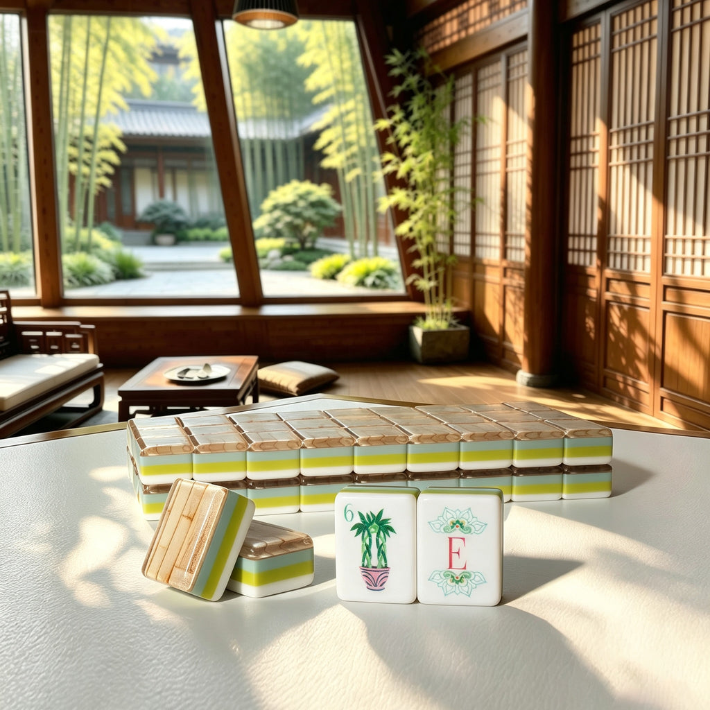 Us Stock Free Shipping Bamboo Luxury Water Pearl Acrylic American Mahjong Set 4layers Modern Design Art Portable Entertainment