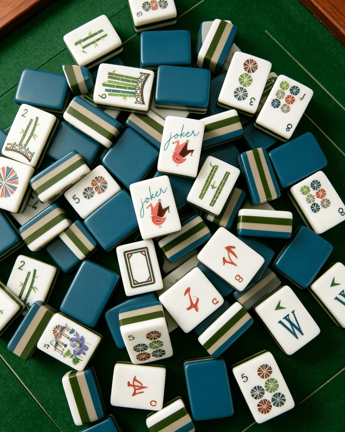 Us Stock Free Shipping Luxury Navy Blue American Mahjongg Modern Style Acrylic Tiles Durable Water-resistant Entertainment Tiles