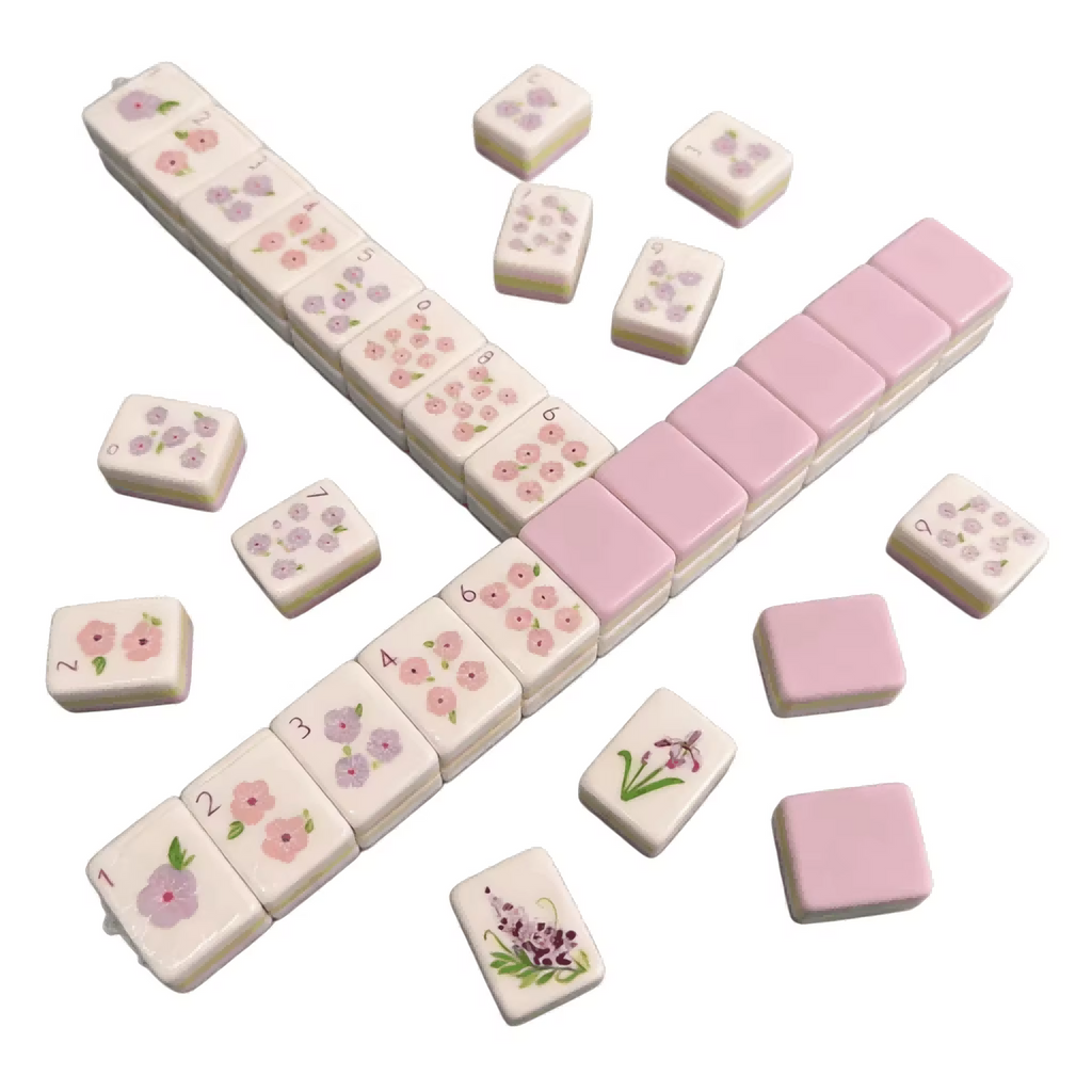 Us Stock Free Shipping Luxury Durable Portable Eco-friendly American Custom 4-player 4-layer Lavender Acrylic Tiles Mahjong Set