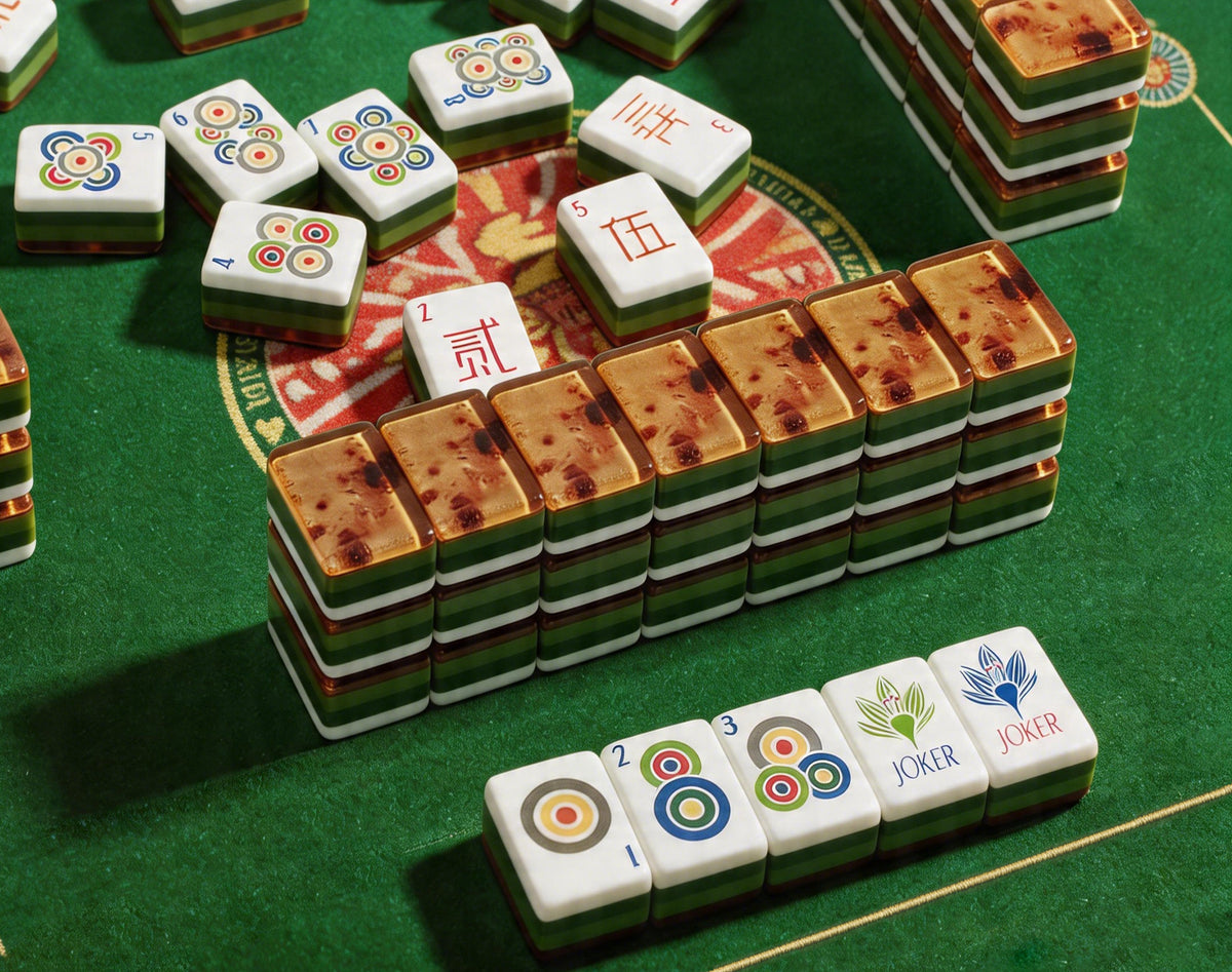Us Stock Free Shipping Trendy Luxury Wood Grain Portable Mahjong Set Acrylic Durable Water Resistant American Mahjong Tiles